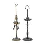 TWO METAL OIL LAMPS 19th CENTURY