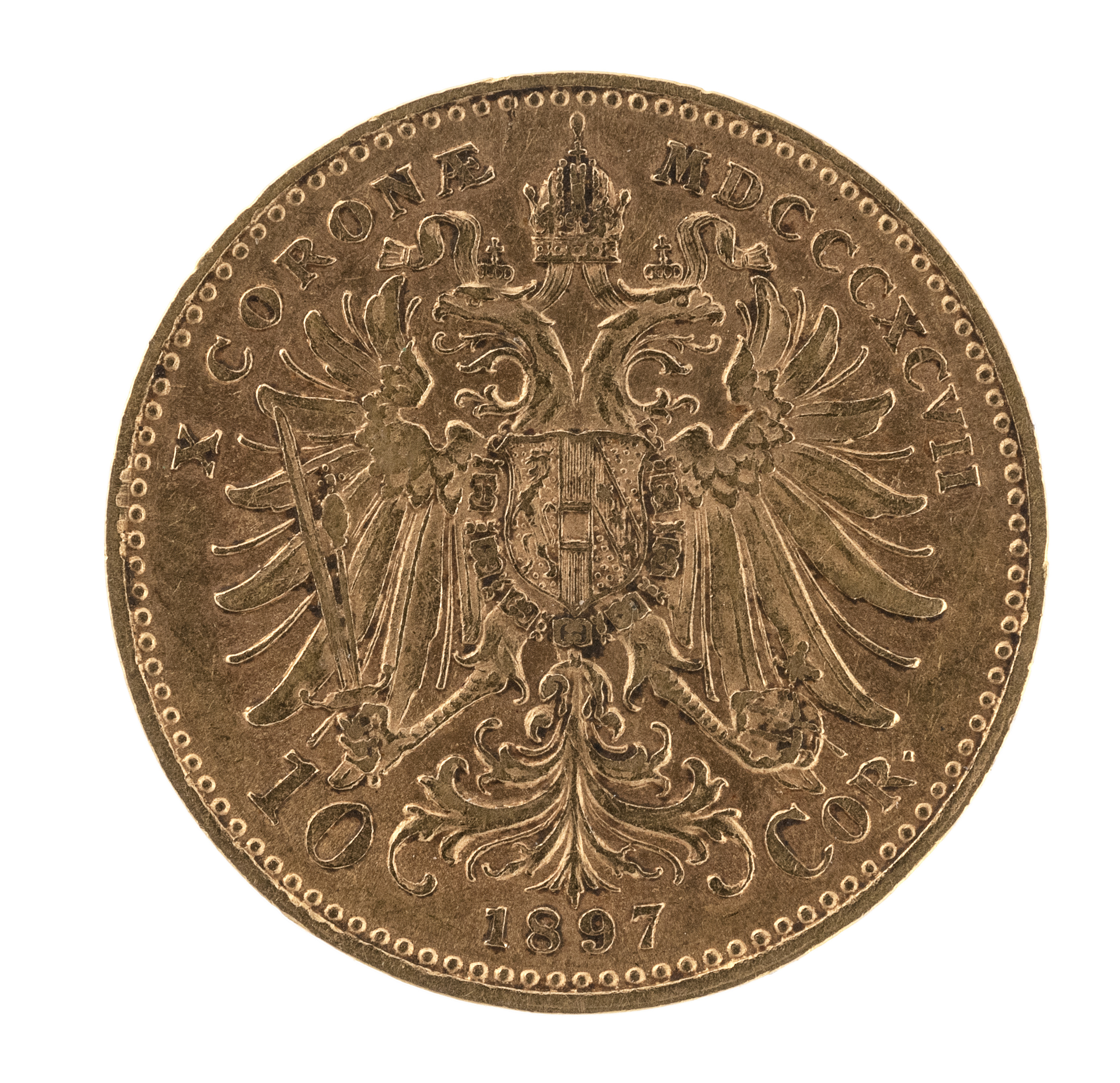 COIN OF TEN CROWNS AUSTRIA FRANZ JOSEPH I 1897 - Image 2 of 2