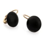 GOLD EARRINGS WITH BLACK VOLCANIC STONE