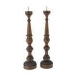 PAIR OF SMALL CANDLESTICKS IN TURNED WOOD LATE 18th CENTURY