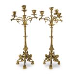 BEAUTIFUL PAIR OF GILDED BRONZE CANDLESTICKS NAPOLEON III PERIOD