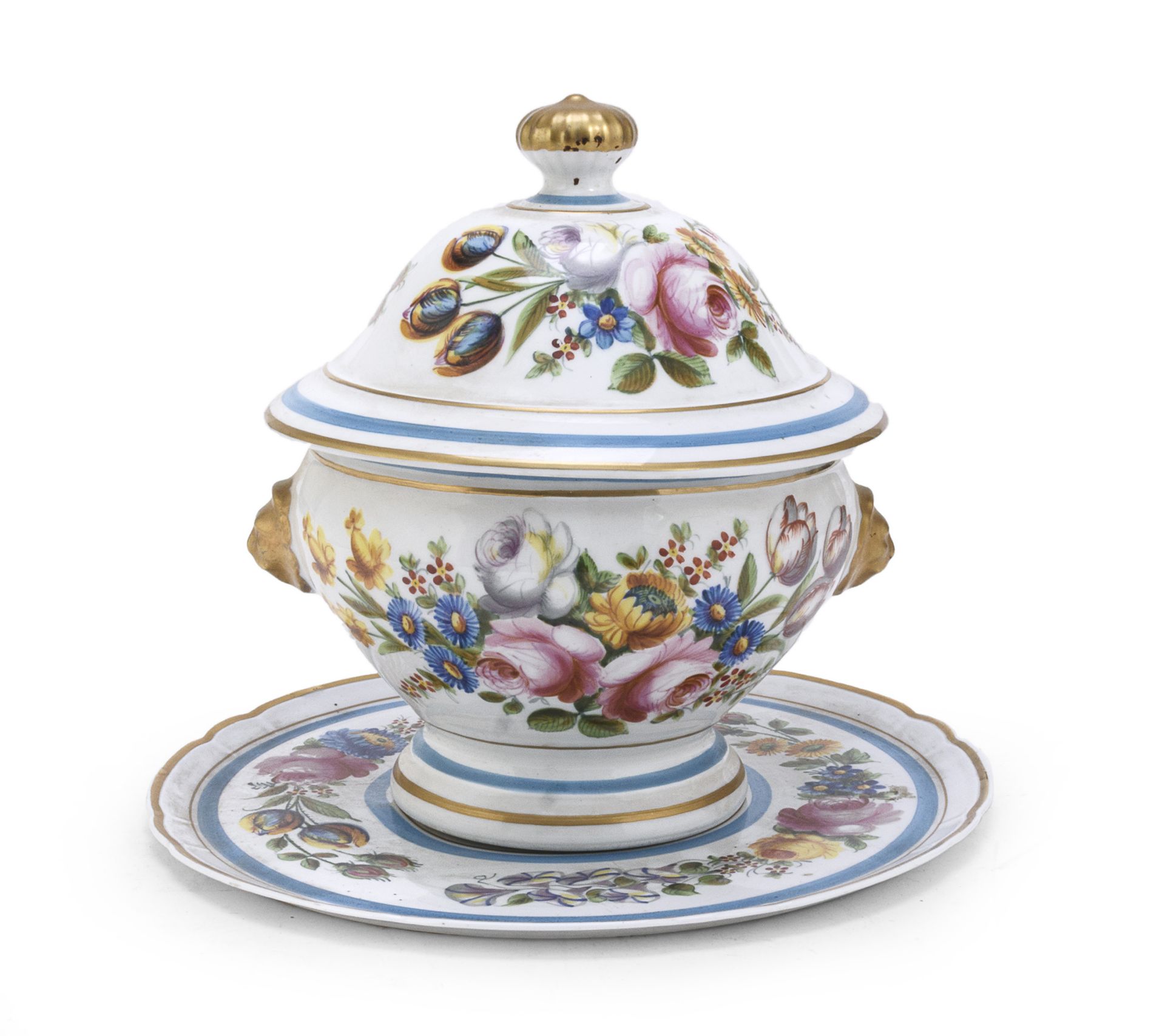 BEAUTIFUL PORCELAIN TUREEN AND PLATE PROBABLY SAX LATE 19TH CENTURY