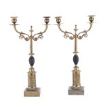 PAIR OF GILDED METAL CANDLESTICKS 19th CENTURY