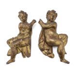 PAIR OF WALL SCULPTURES IN GILTWOOD ROME 17th CENTURY