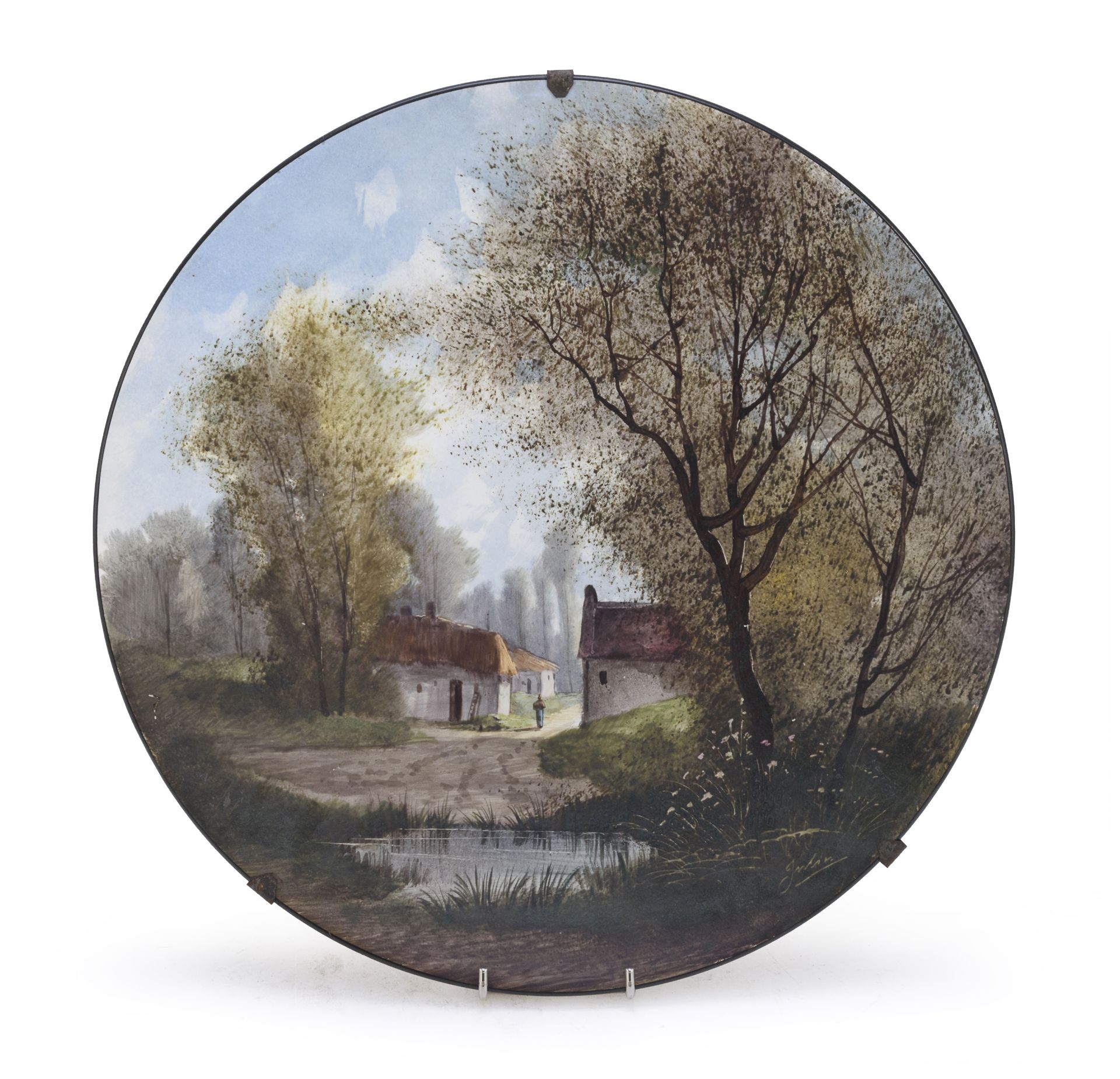 LANDSCAPE PAINTING ON PORCELAIN EARLY 20TH CENTURY