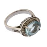 WHITE GOLD RING WITH DIAMONDS AND AQUAMARINE