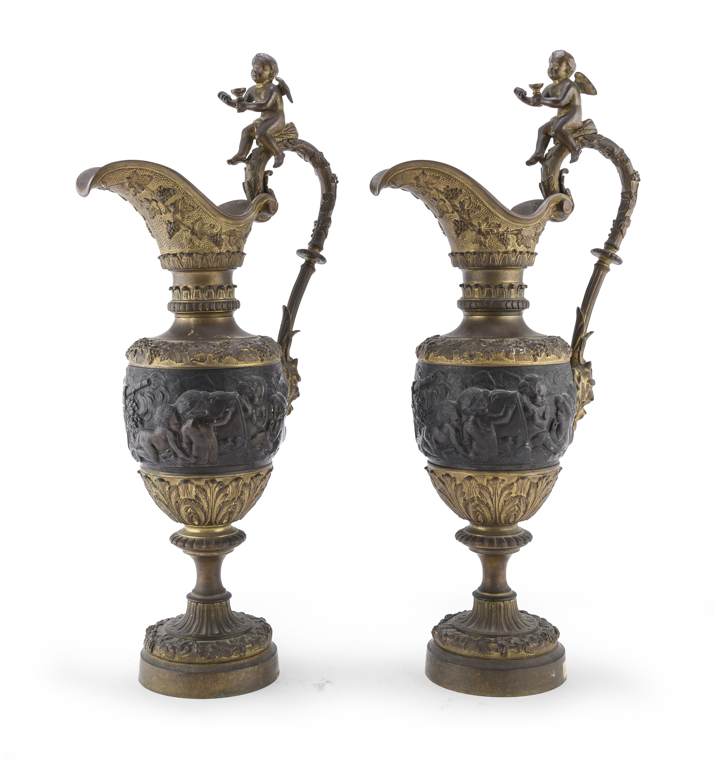 PAIR OF BRONZE PITCHERS 19TH CENTURY