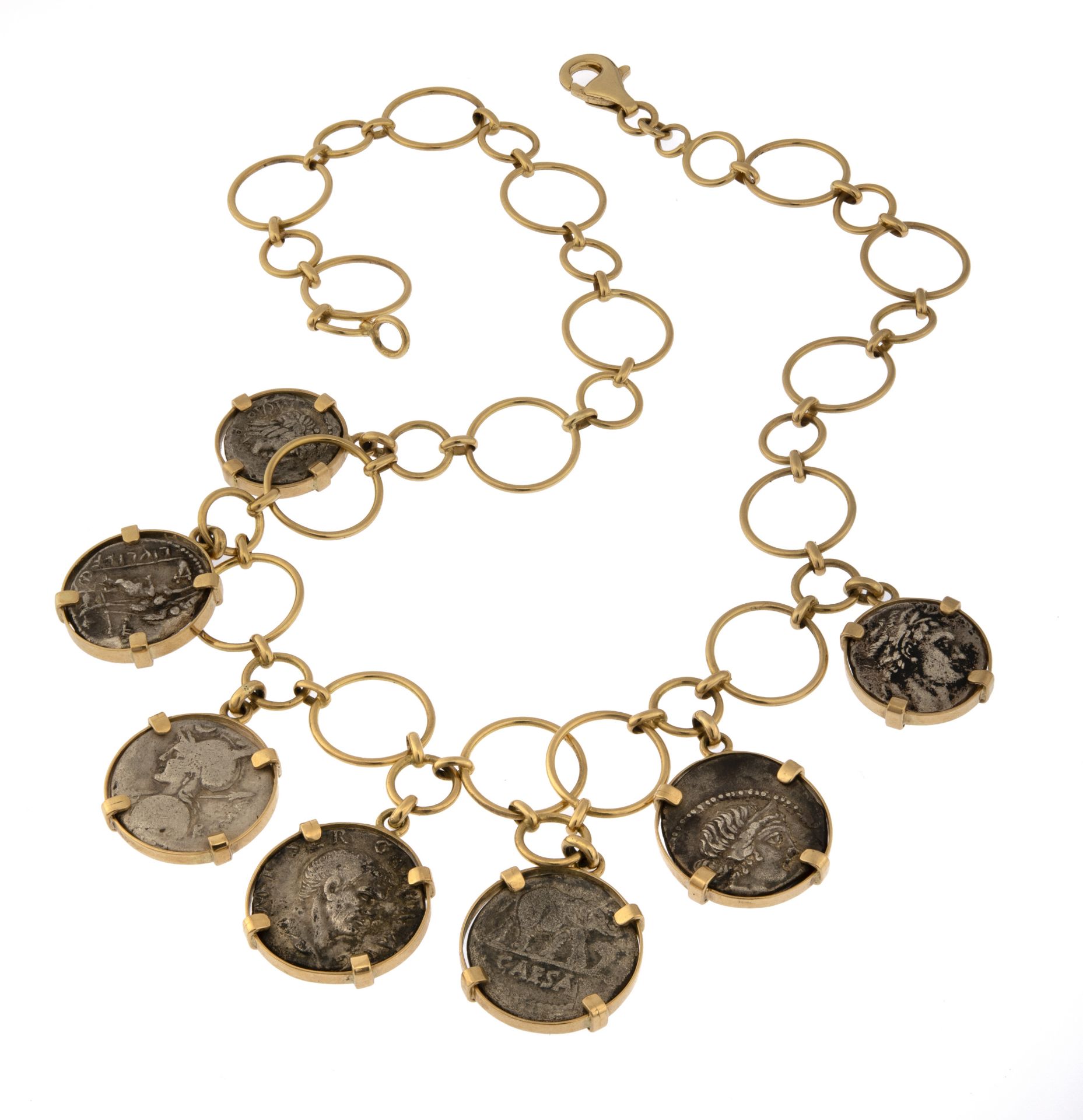 GOLD NECKLACE WITH ANCIENT COINS