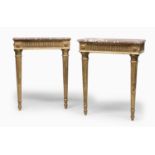PAIR OF SMALL CONSOLES IN GILTWOOD LOUIS XVI PERIOD