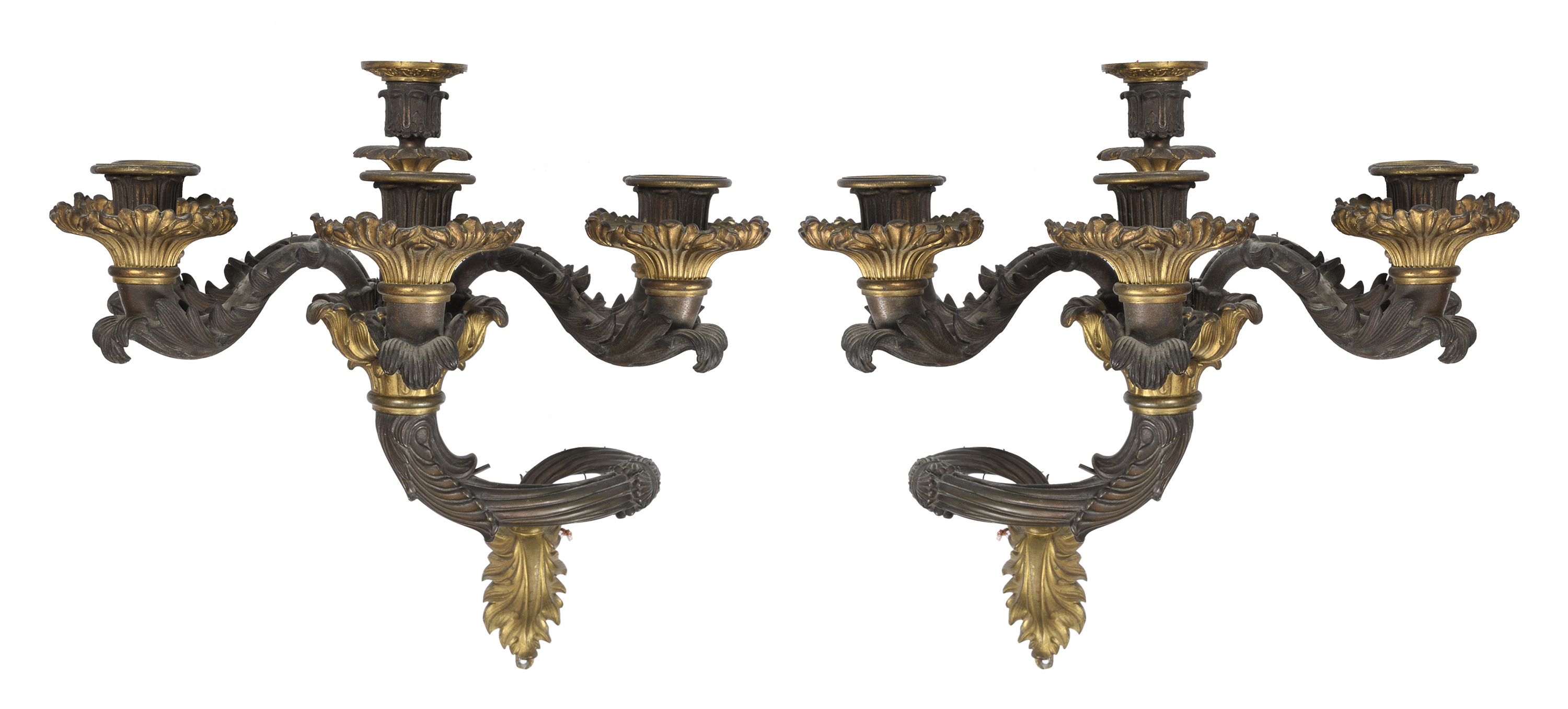 PAIR OF BRONZE WALL LIGHTS EARLY 19th CENTURY