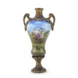 VASE IN PORCELAIN AND METAL VIENNA EARLY 20TH CENTURY