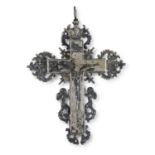 SMALL SILVER-PLATED CRUCIFIX 18th CENTURY