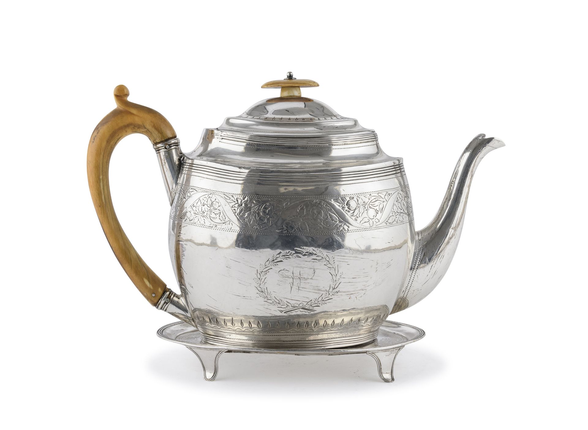 SILVER TEAPOT WITH SALVER LONDON 1832