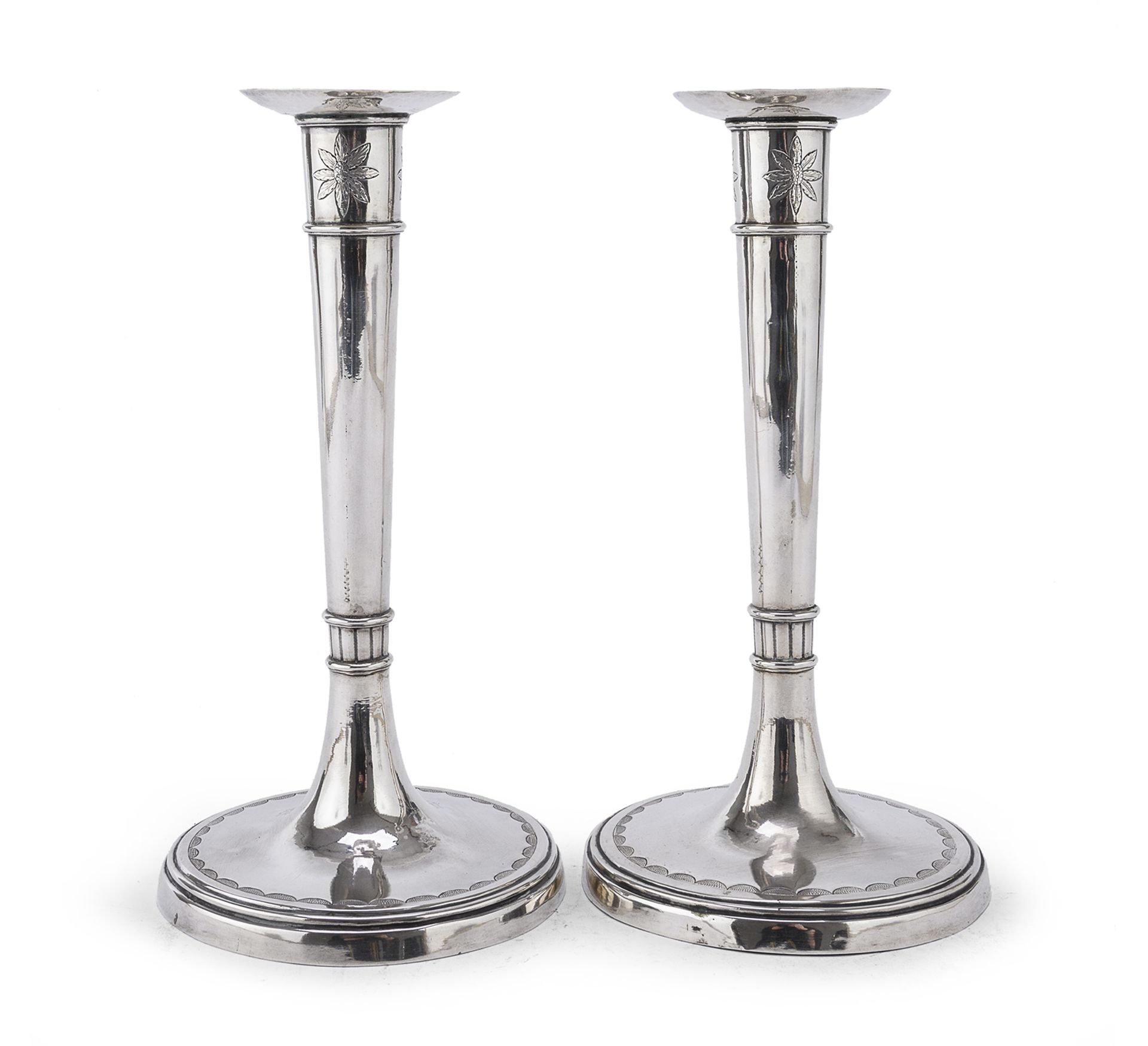 PAIR OF SILVER CANDLESTICKS ROME VATICAN STATE 18TH CENTURY