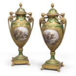 BEAUTIFUL PAIR OF PORCELAIN VASES IMPERIAL MANUFACTURING OF SEVRES 19TH CENTURY