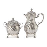 SILVER COFFEE POT AND SUGAR BOWL BREMEN KOCH & BERGFELD LATE 19th CENTURY