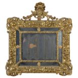 MIRROR IN GILDED STUCCO AND WOOD PROBABLY GENOA 19TH CENTURY