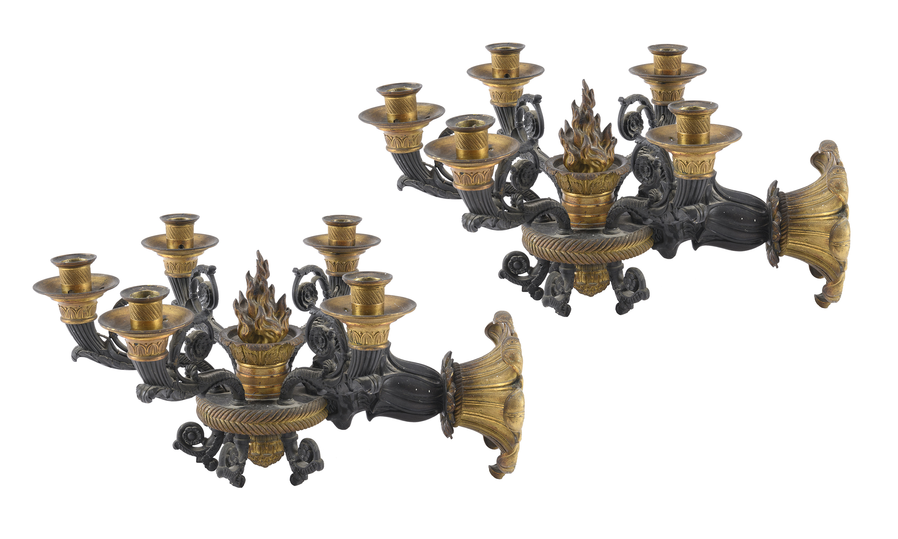PAIR OF BRONZE WALL LIGHTS EARLY 19th CENTURY