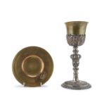 GOBLET WITH PATEN IN SILVERED BRONZE 18TH CENTURY