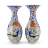 A PAIR OF JAPANESE POLYCHROME ENAMELED PORCELAIN VASES LATE 19TH EARLY 20TH CENTURY