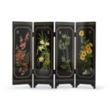 A CHINESE BLACK LACQUER TABLE SCREEN 20TH CENTURY