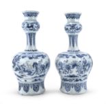 A PAIR OF DELFT WHITE AND BLUE CERAMIC VASES LATE 19TH CENTURY