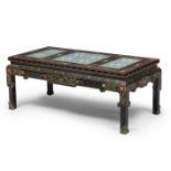 A CHINESE COFFEE TABLE WITH CLOISONNÉ PANELS 20TH CENTURY