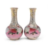 A PAIR OF JAPANESE POLYCHROME AND GOLD ENAMELED CERAMIC VASES EARLY 20TH CENTURY