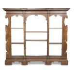 LARGE OPEN BOOKCASE IN CHESTNUT CENTRAL ITALY ANCIENT ELEMENTS