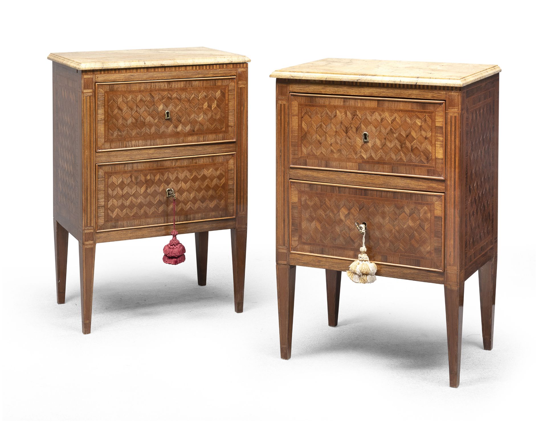 PAIR OF BEDSIDE TABLES IN BOIS DE ROSE CENTRAL ITALY LATE 18th CENTURY