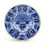 CERAMIC PLATE WITH WHITE AND BLUE DECORATION DELFT SECOND HALF 18TH CENTURY