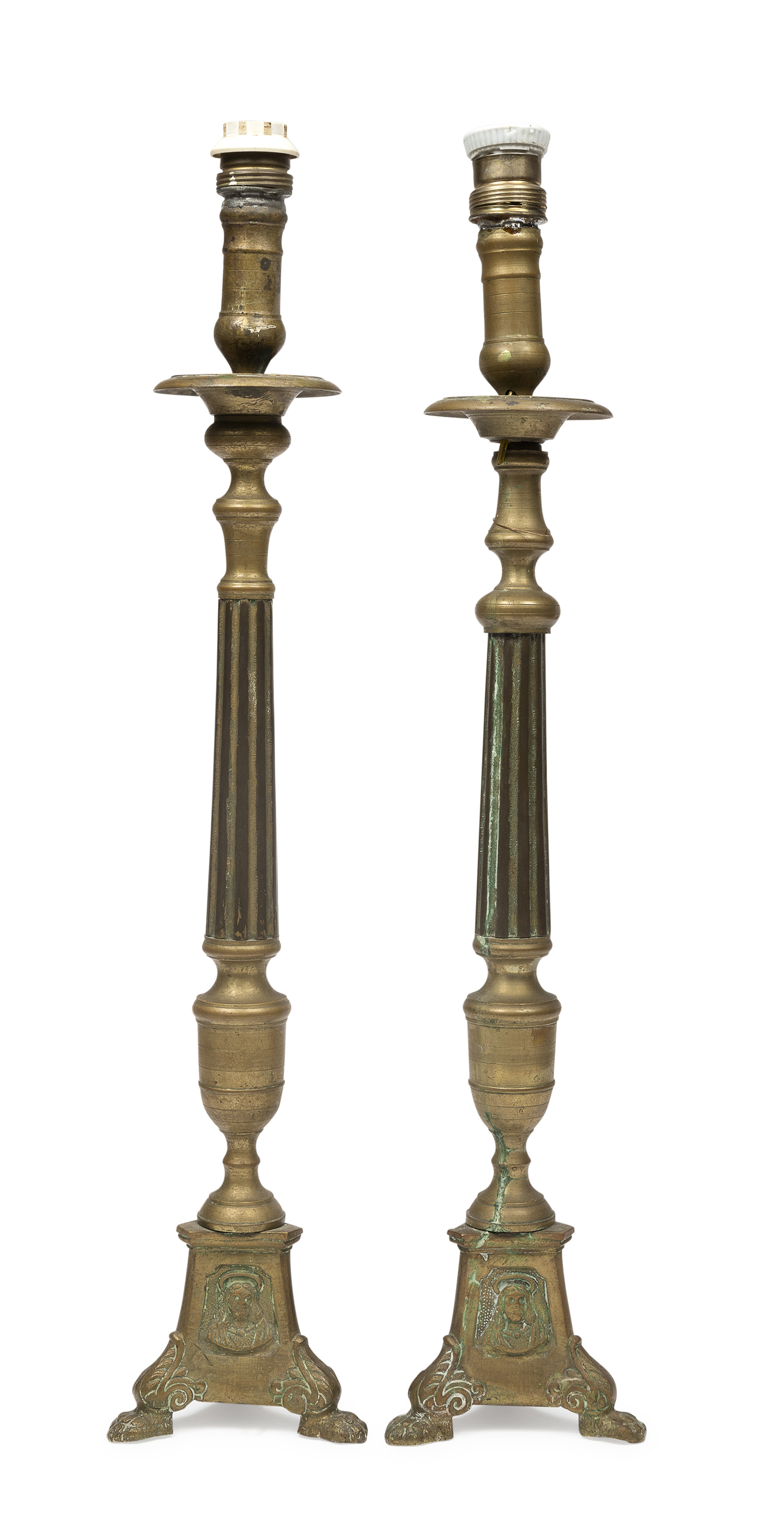 PAIR OF BRASS CANDLESTICKS 19th CENTURY