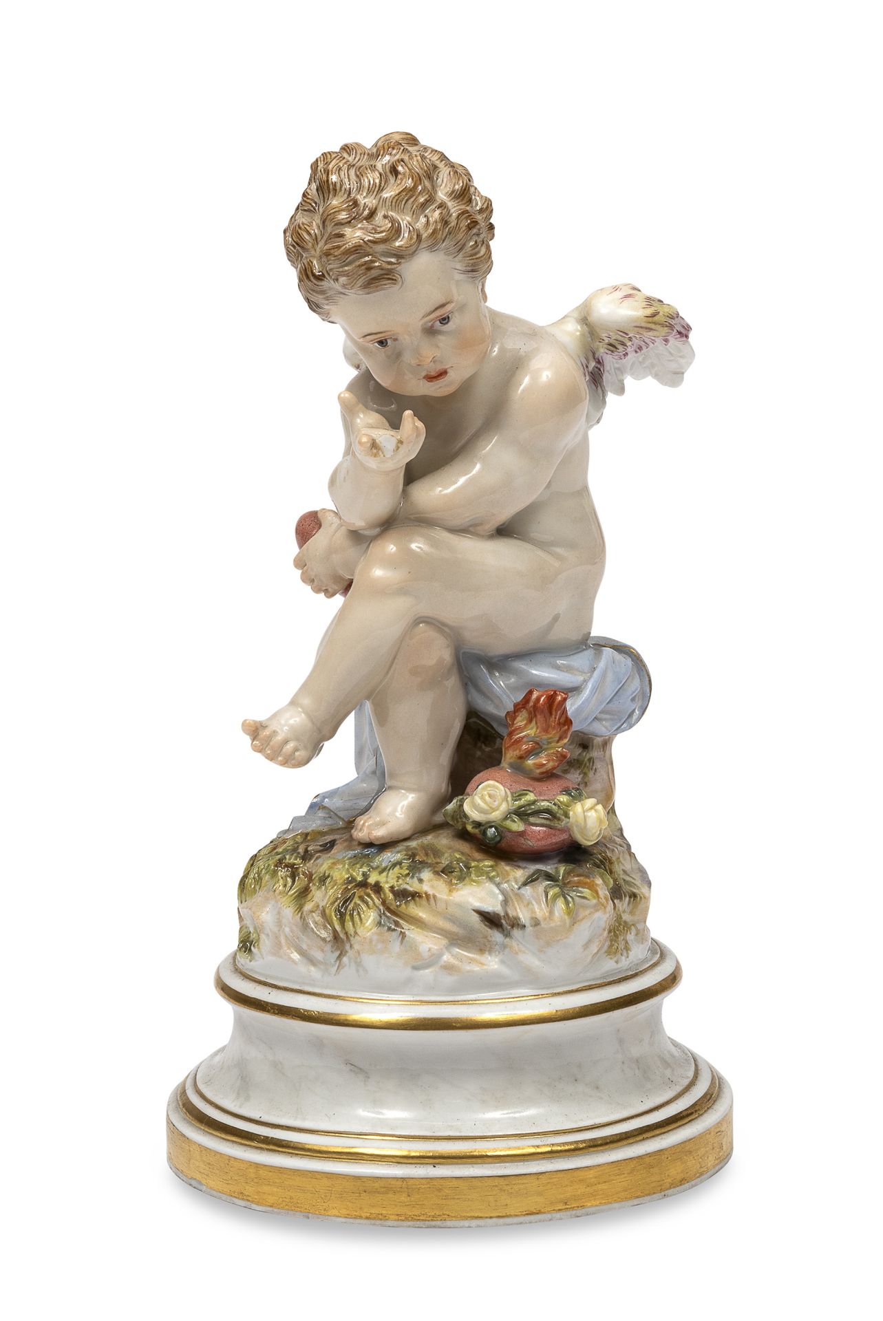 PORCELAIN FIGURE OF CHERUB MEISSEN LATE 19th CENTURY