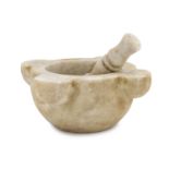 MORTAR WITH PESTLE IN WHITE MARBLE 19TH CENTURY