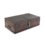 SMALL BROWN LEATHER TRUNK LATE 18th CENTURY