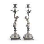 PAIR OF SILVER CANDLESTICKS ITALY 1930 ca.