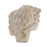 DOUBLE-FACED HEAD IN WHITE MARBLE EARLY 20TH CENTURY