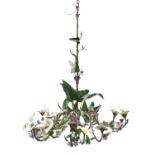 BRONZE AND GLASS CHANDELIER LATE 19TH CENTURY