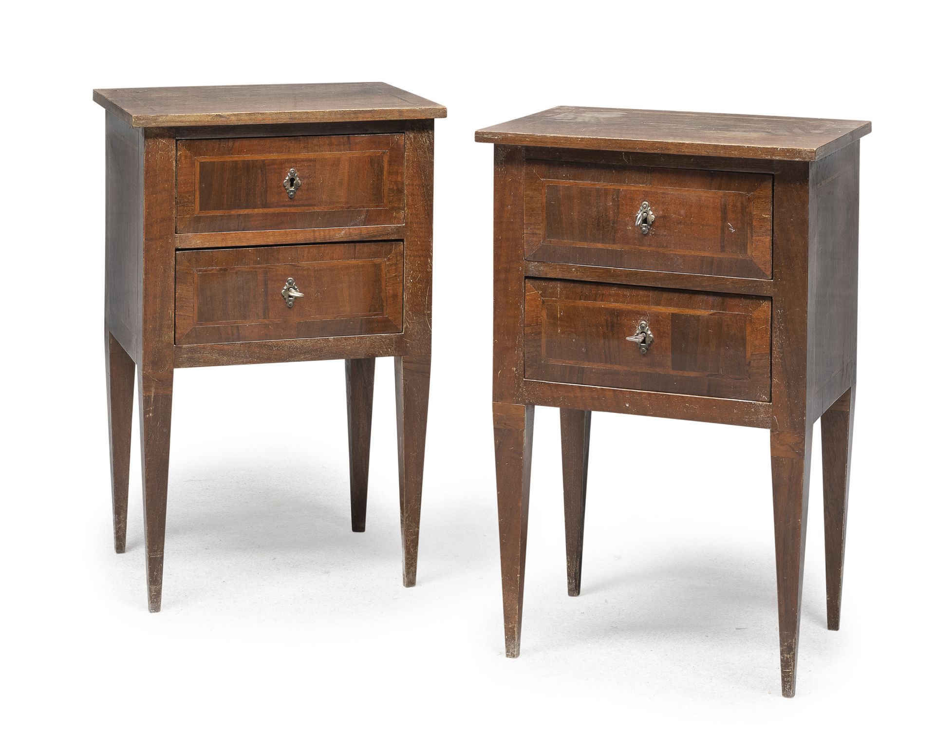 PAIR OF WALNUT BEDSIDE TABLES 19th CENTURY