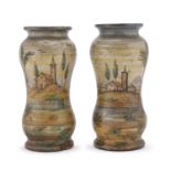 PAIR OF MAJOLICA ALBARELLOS LATE 19TH CENTURY