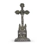 SMALL SILVER CRUCIFIX ITALY EARLY 19th CENTURY