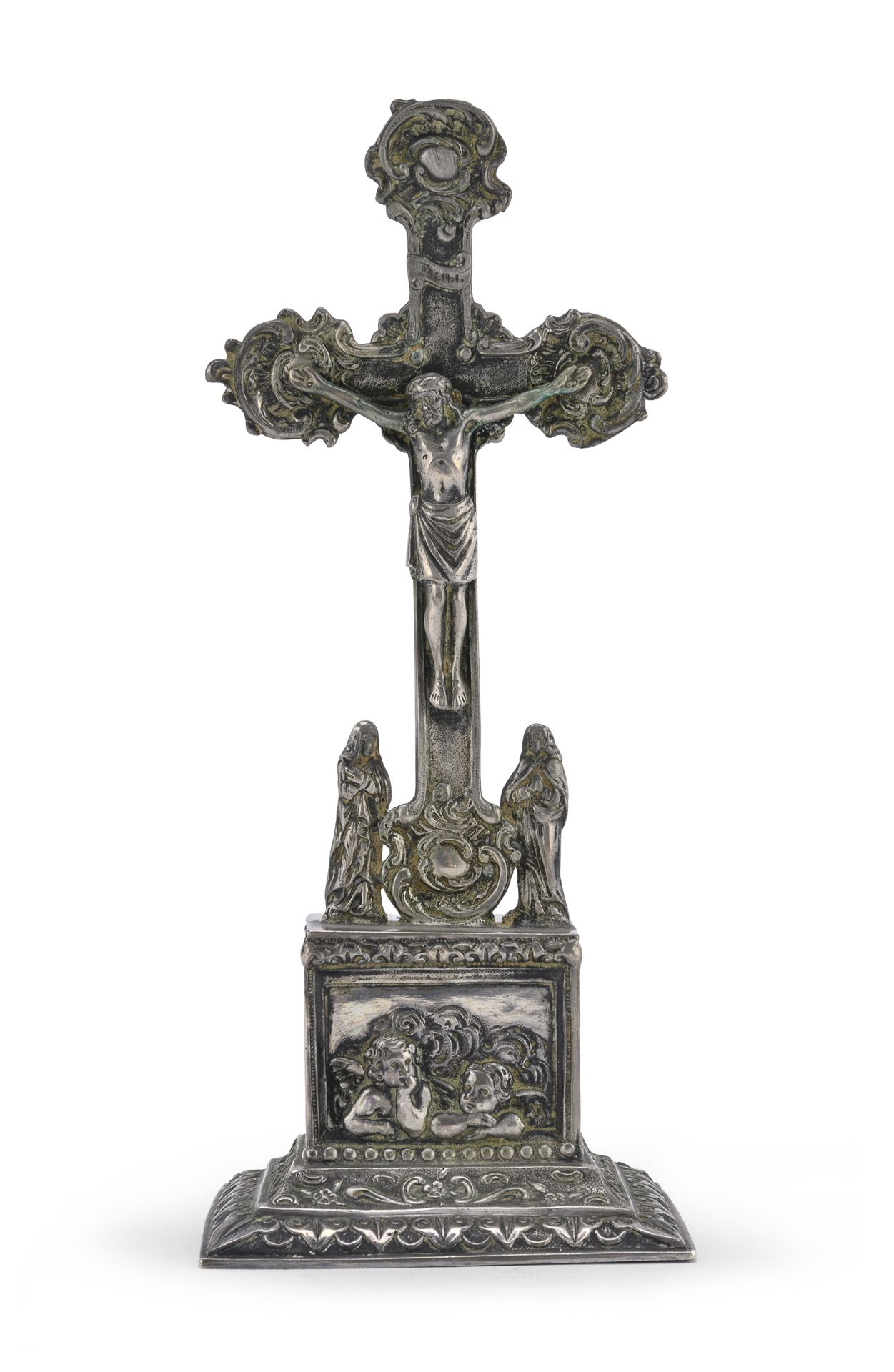 SMALL SILVER CRUCIFIX ITALY EARLY 19th CENTURY