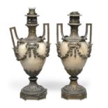 PAIR OF VASES IN WHITE MARBLE AND BRONZE 19th CENTURY