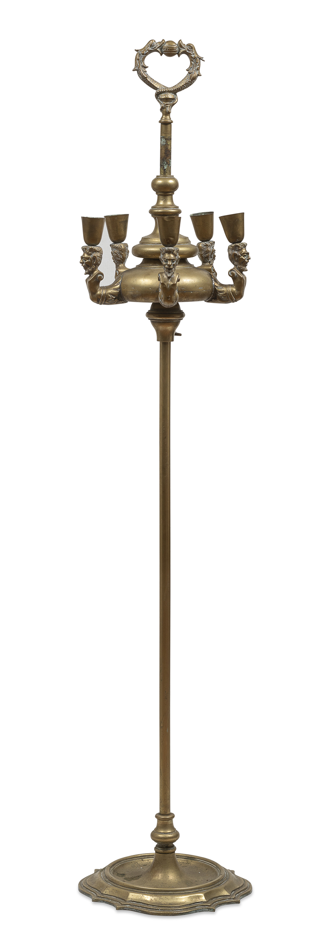 TALL FLOOR OIL LAMP IN BRASS EARLY 20TH CENTURY