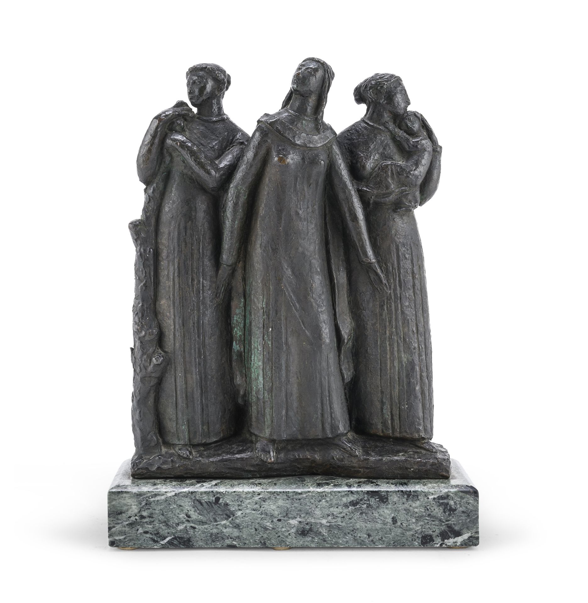 BRONZE SCULPTURE OF THREE WOMEN BY GIANDOMENICO DE MARCHIS 1920s