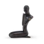 WOOD AND BRONZE SCULPTURE OF AN AFRICAN WOMAN BY KARL HAGENAUER 1930s