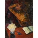 OIL PAINTING OF A RESTING WOMAN 40s