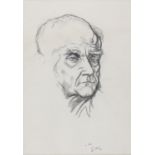 PENCIL PORTRAIT OF ALBERTO MORAVIA BY RENATO GUTTUSO