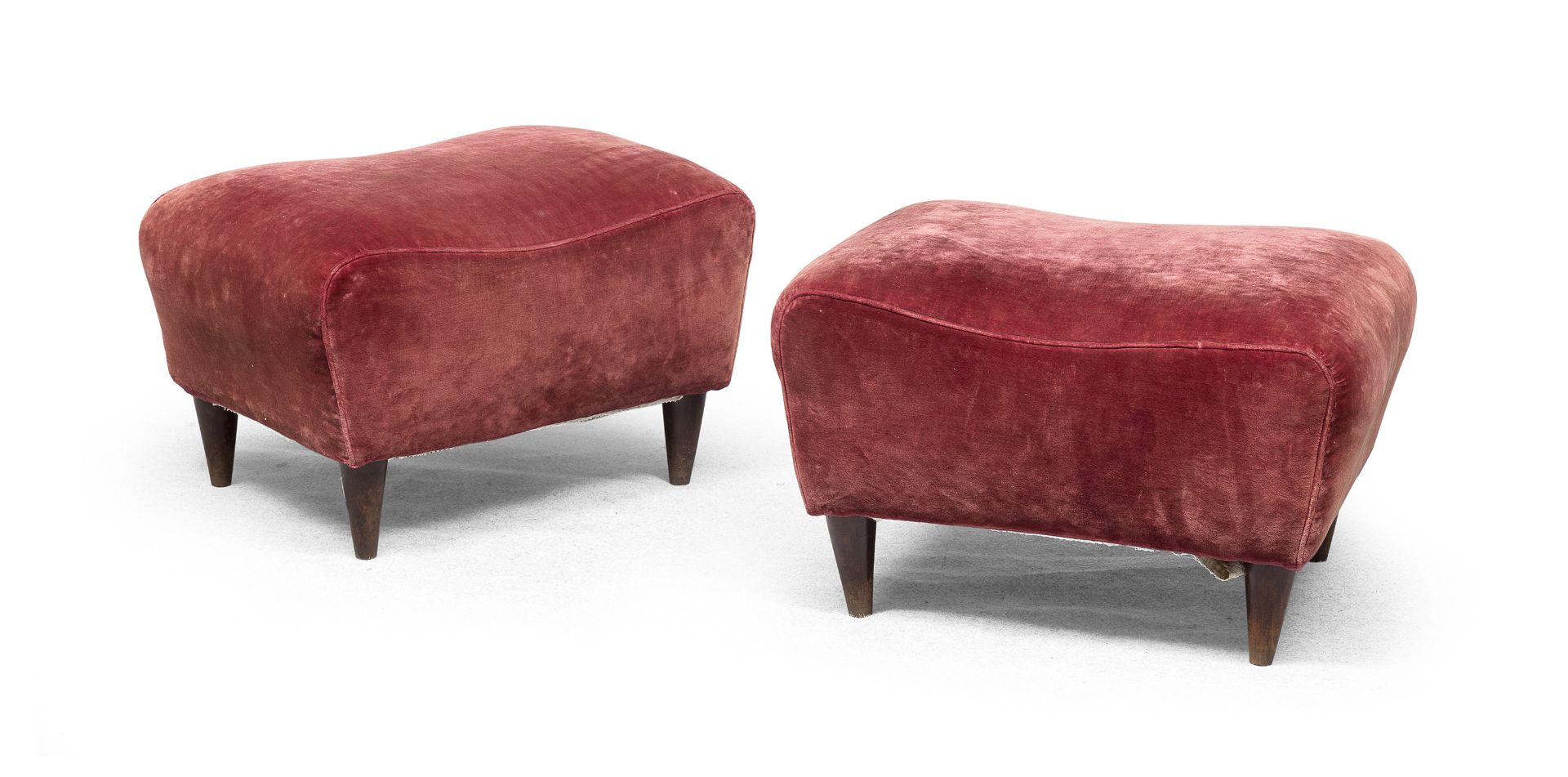 PAIR OF UPHOLSTERED STOOLS 1950s