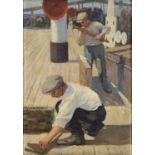 OIL PAINTING OF SAILORS BY PIERETTO BIANCO 1922